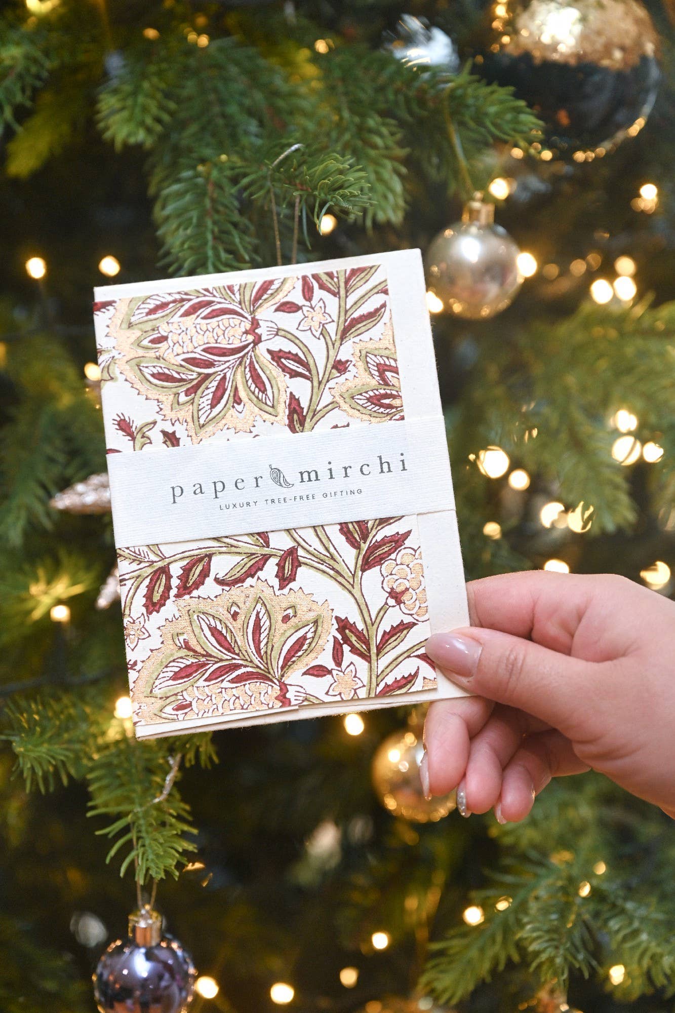 Paper Mirchi – wholesale Everyday greeting card – Hand Block Printed Greeting Card - Dahlia Glitz Scarlet1