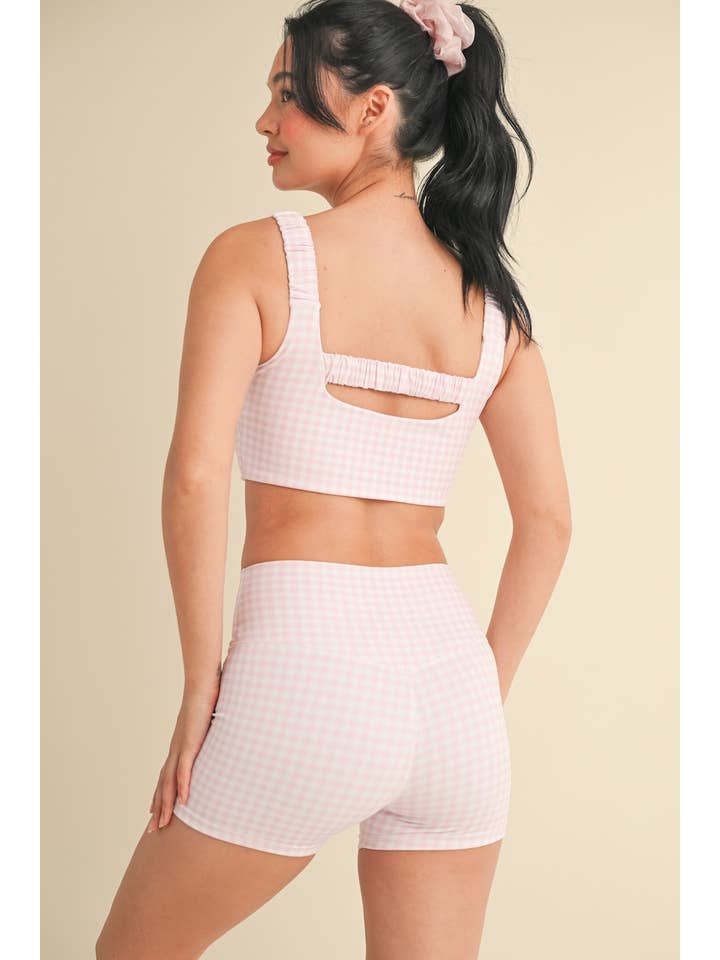 KIMBERLY C - Wholesale Sports Bra - Women's - Gingham Print Ruched Bra Top96