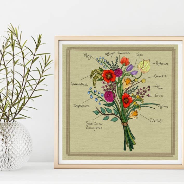 Floral Bouquet for wholesale by Danielle's Illustrations @danigdoodle