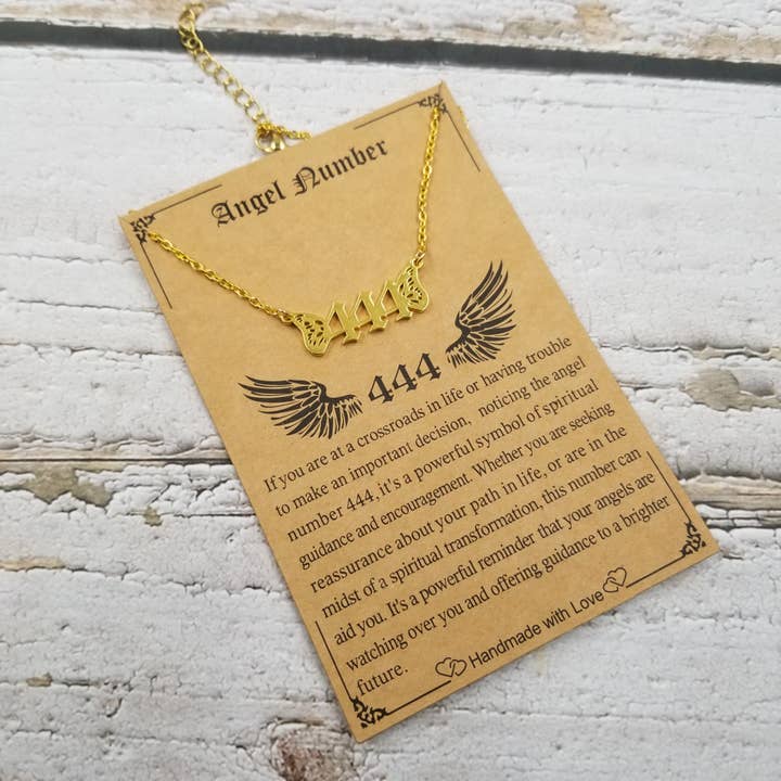 Treasure Wholesale - Wholesale Pendant/Charm Necklace - Angel Wings Number Blessing Necklace4