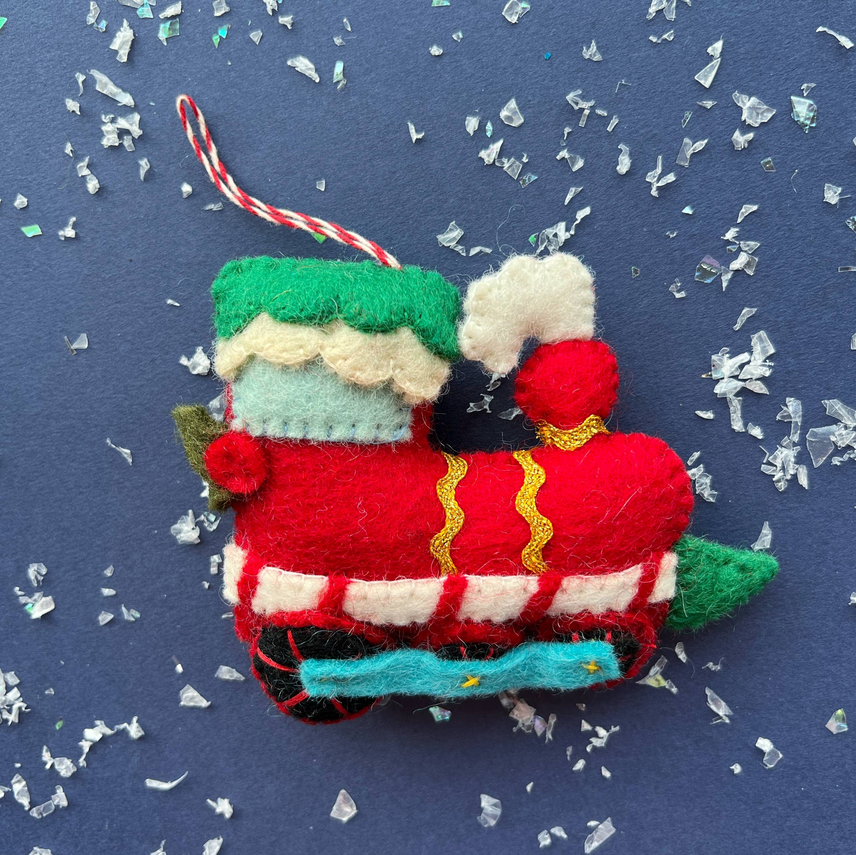 Ornaments 4 Orphans - Wholesale Ornament - Red Steam Train Felt Wool Christmas Ornament0