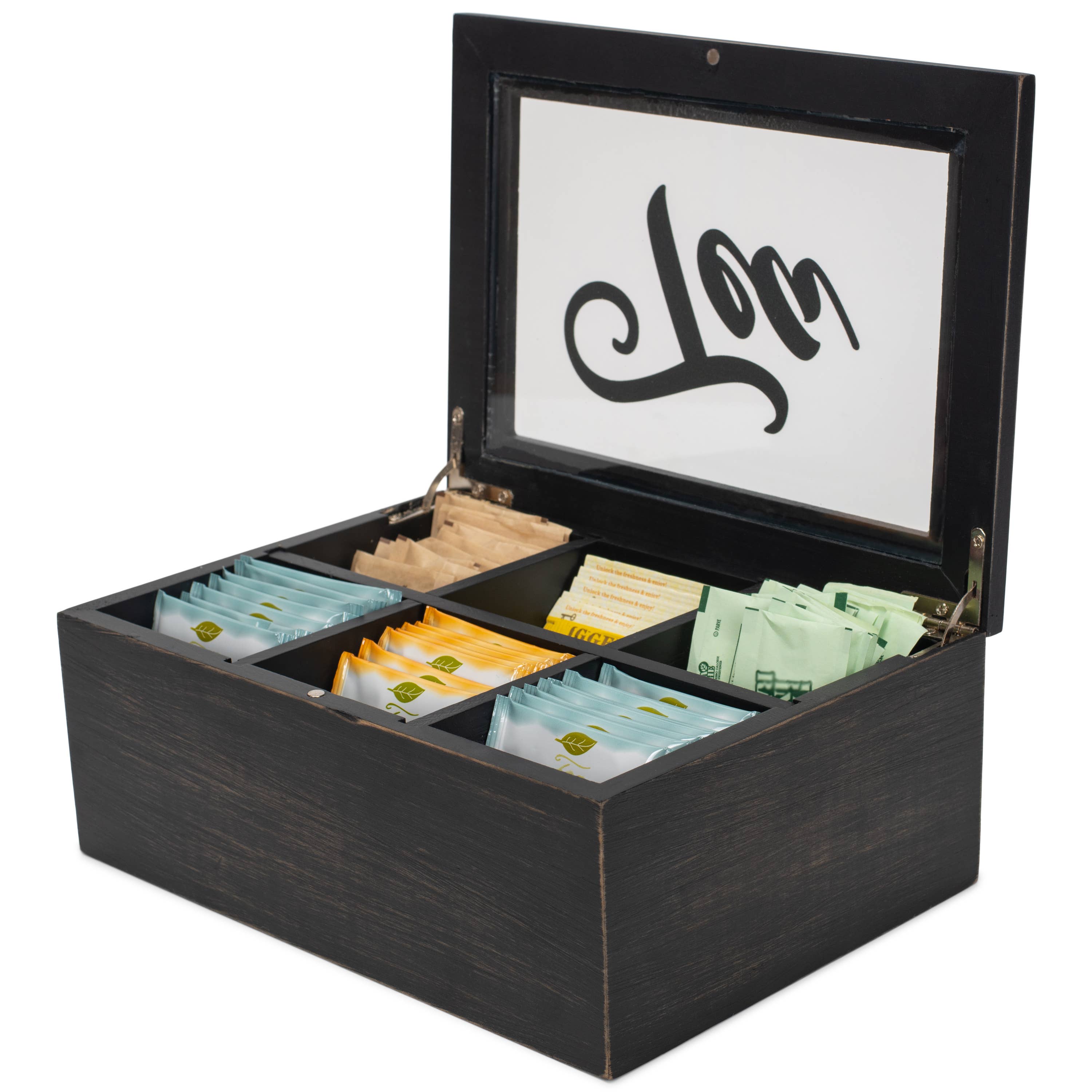 EAST AVENUE - Wholesale Decorative Box - Black Pinewood Tea Chest with glass top4