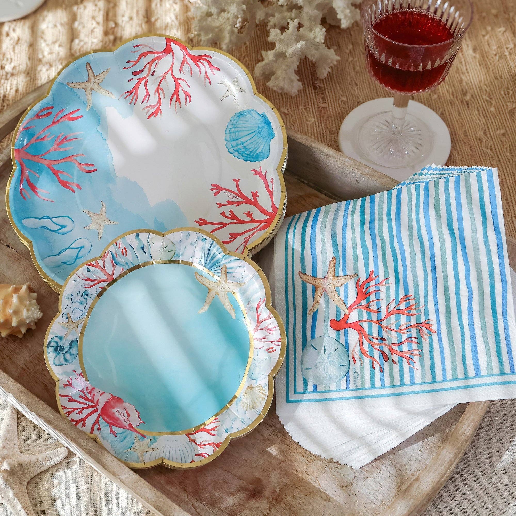 Kate Aspen - Wholesale Disposable Plate - Beach Party Tableware Set - 7” Plate (set of 16), 9” Plate (set of 16), and Napkin (set of 30)3