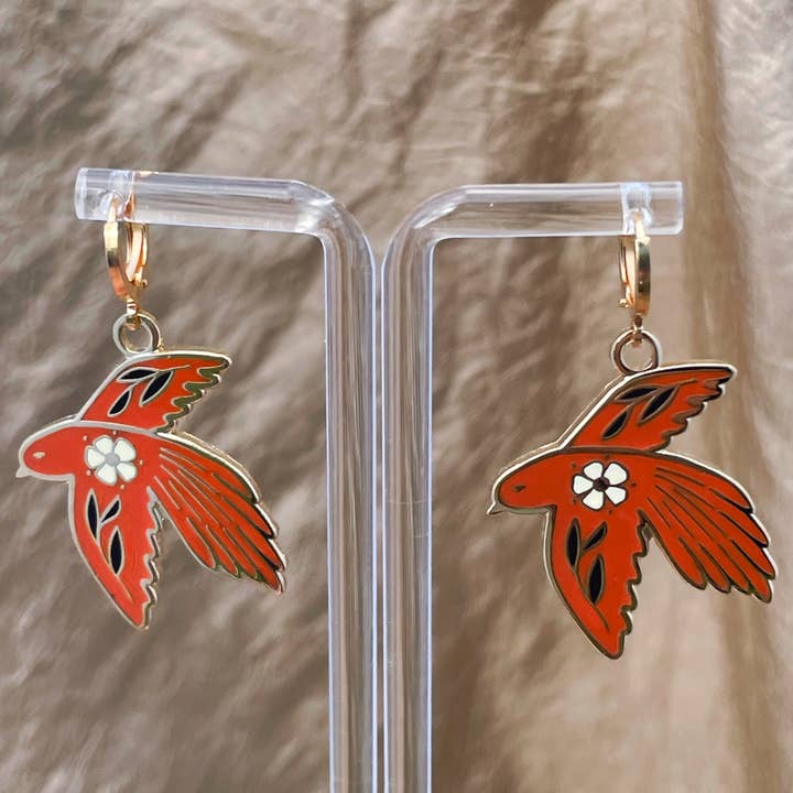 Mother of the Moon - Wholesale Dangle Earrings - Desert Bird Enamel Earrings1