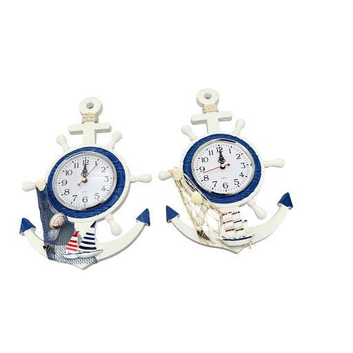 Horloge Suspendue Blue Harbour Ancre Et Roue De Navire Shap-052 pour la vente par International Gifts Ltd.
