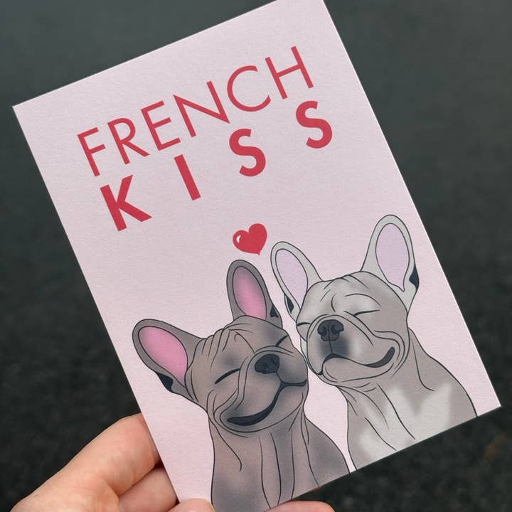 LOLLYPOPARTSTUDIO - Wholesale Everyday Greeting Card - Carte Bouledogue Français « French Kiss »3