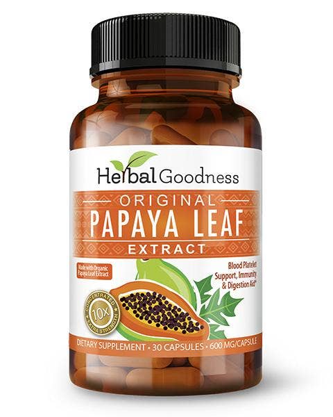 Herbal Goodness – wholesale Oral supplement/vitamin – Papaya Leaf Extract - Capsules 600mg-10X Strength8
