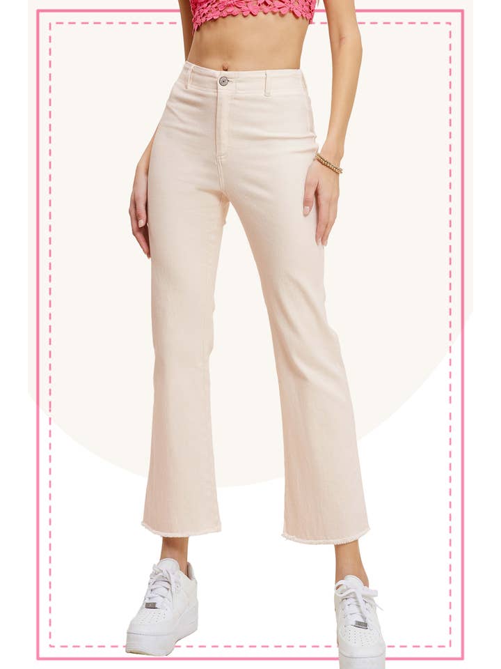 La Miel - Wholesale Pants - Women's - MCP3113-Soft Washed Stretchy High Waisted Flare Pants46