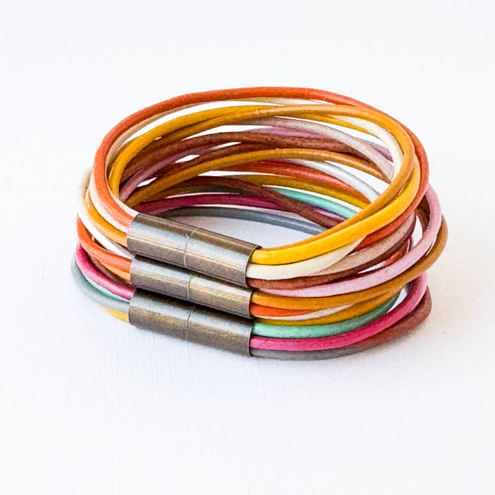 Nest Pretty Things - Wholesale Woven/Braided Bracelet - Colorful Magnetic Leather Cord Bracelet