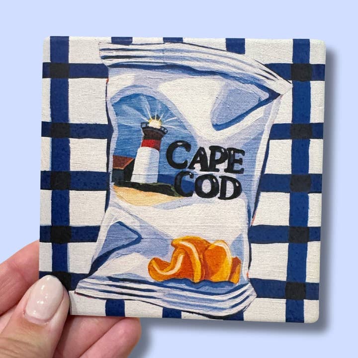 Laurel Greenfield Art - Wholesale Coasters - Cape Cod Chips Ceramic Coaster - Coastal Housewarming Gift - Set of 20