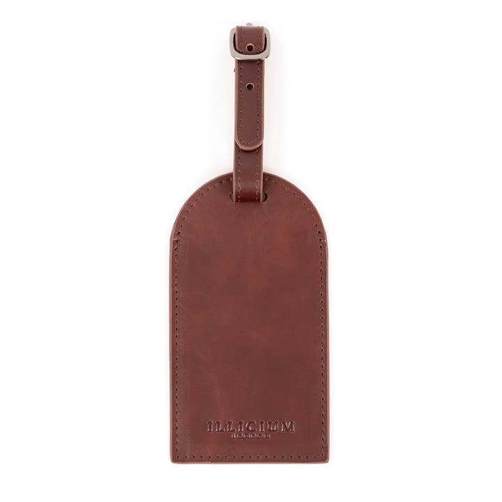 Kingshood Leather Luggage Tag (Brown) for wholesale by Illicium London
