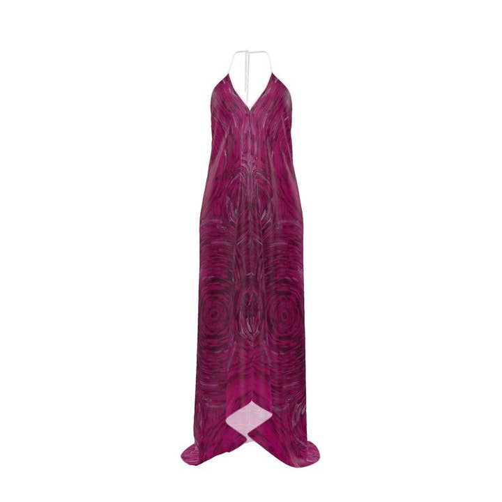 Ripples Pink halterneck rygfri kjole for engroshandel hos Ally Bee Design