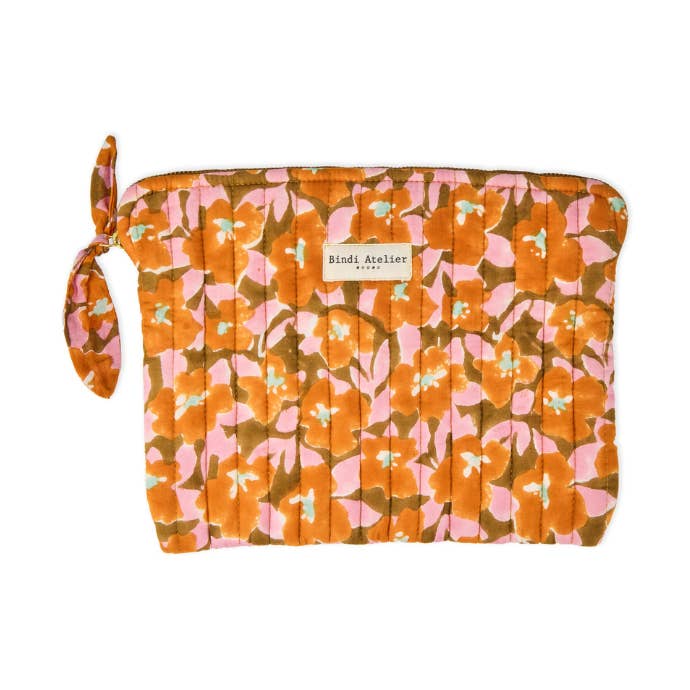Bindi Atelier - Wholesale Laptop/Tablet Case - Women's - Flat cotton pouch with block print - Posy0