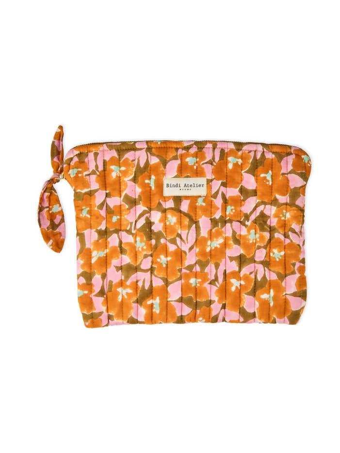 Flache Tasche aus Baumwolle mit Blockdruck - Posy für den Großhandel von Bindi Atelier