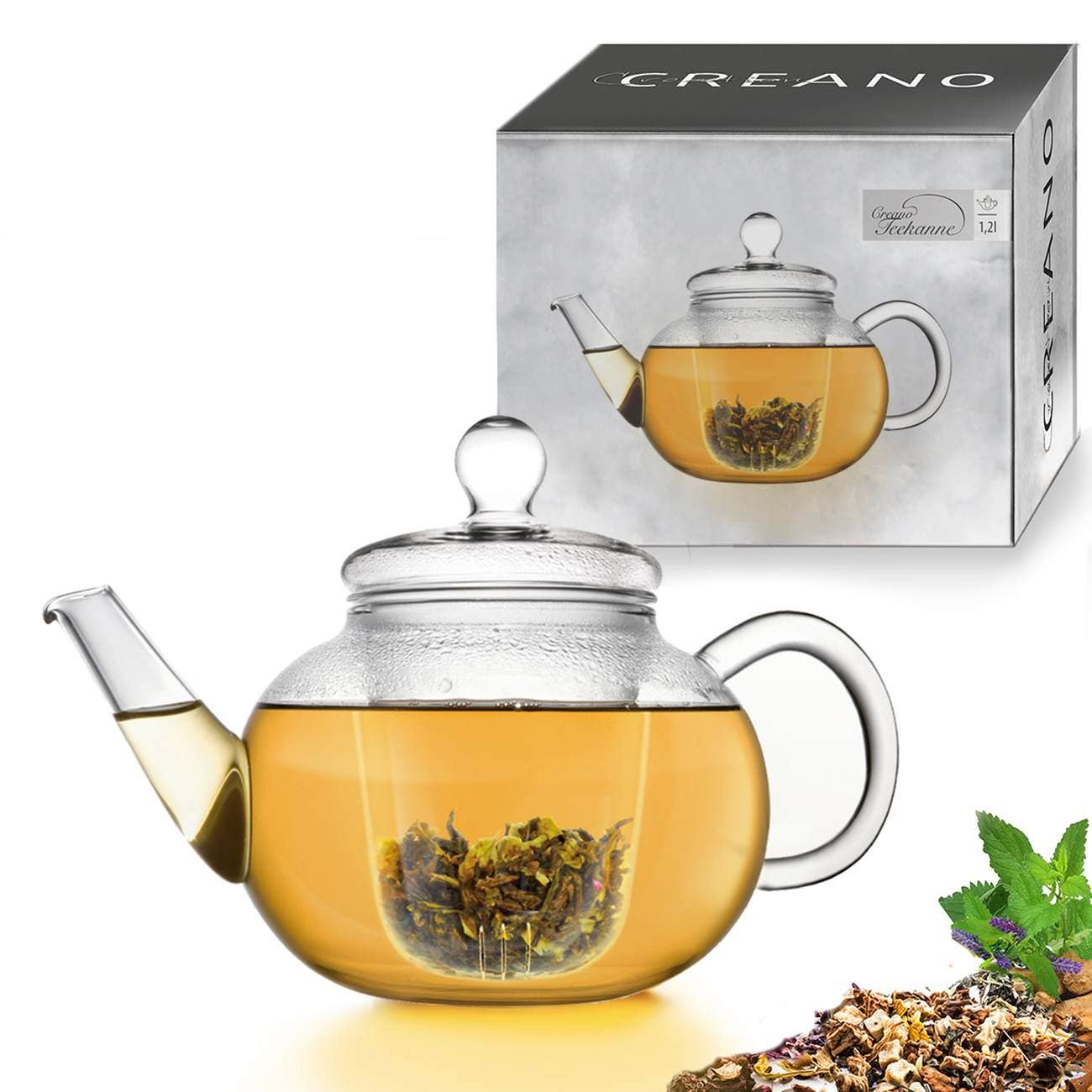 Creano - Wholesale Tea Pot - Bulbous teapot glass filter 1.2 liters1