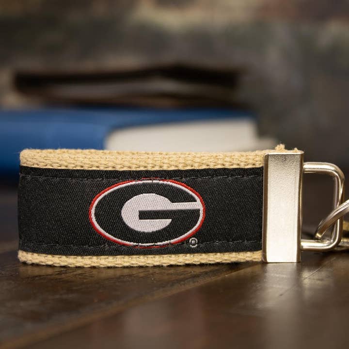 Zep-Pro - Wholesale Keychain - Unisex - Georgia Bulldogs Collegiate Woven Ribbon Key Chain. University of Gerogia Key Fob. UGA Dawgs Gift. Brass Clasp and O-Ring.3
