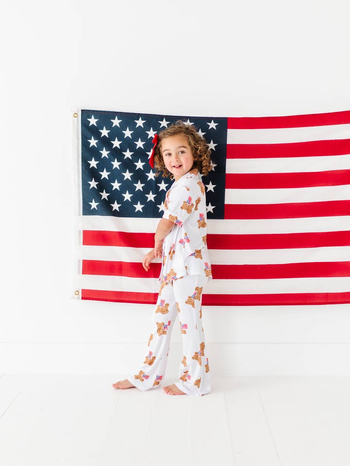 Amerikaanse Beer Meisjes Flare Set voor wholesale door Little Pajama Co.