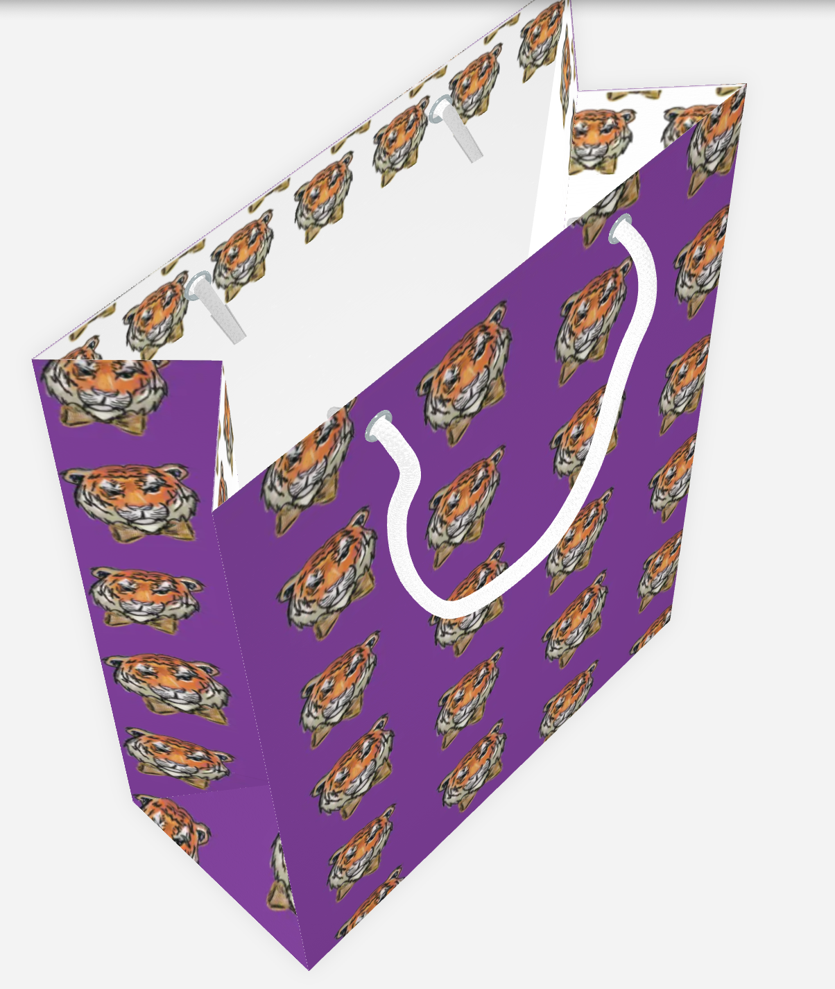 Hey Y'all Party - Wholesale Gift Bag - Purple Tiger with Gold Bow Tie Gift Bag1