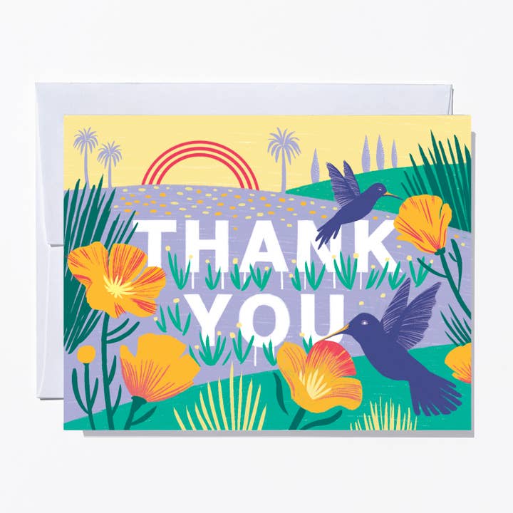 Hummingbirds Thank You Card for wholesale by Ruby Sneakers Studio