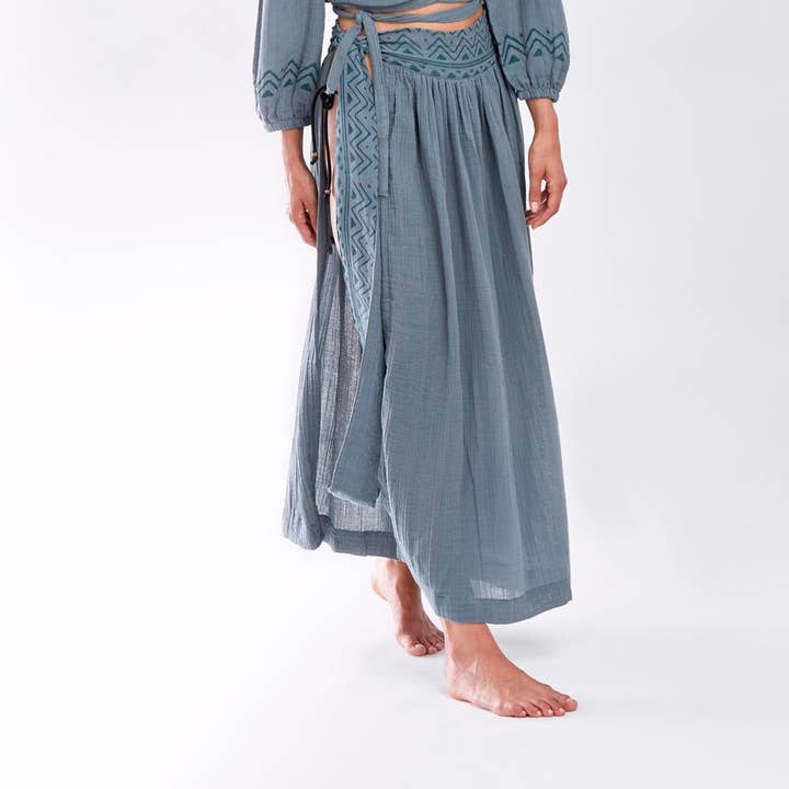 NAR BLU – wholesale Kjol - Dam – Bensin grön muslin sarong kjol
