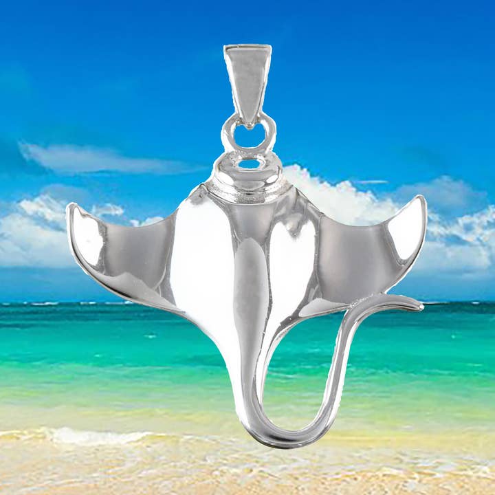 Hawaiian Manta Ray Pendant, Sterling Silver Manta Ray Charm Pendant, Hawaiian Jewelry, Christmas Anniversary Mom Birthday Gift for wholesale by Paradise Treasures Jewelry