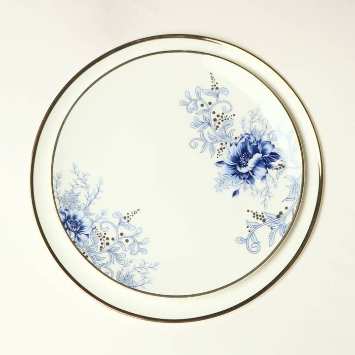 Assiette d'accent florale bleue - Ensemble de 4 pour la vente par Little White Dish