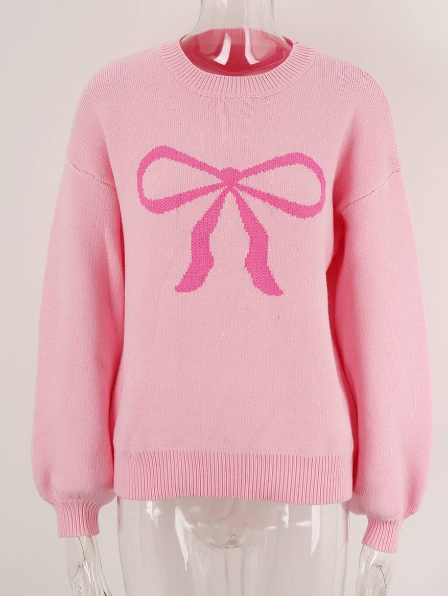 Rosa Clothing - Wholesale Knit Sweater - Women's - Stylish Bow Long-Sleeved Knitted Sweater4