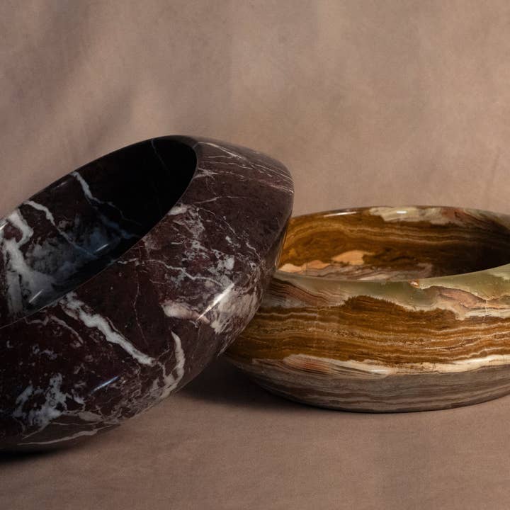 Marigold Market - Wholesale Decorative plate/dish/bowl - Angled Bowl Red Zebra - Marble2