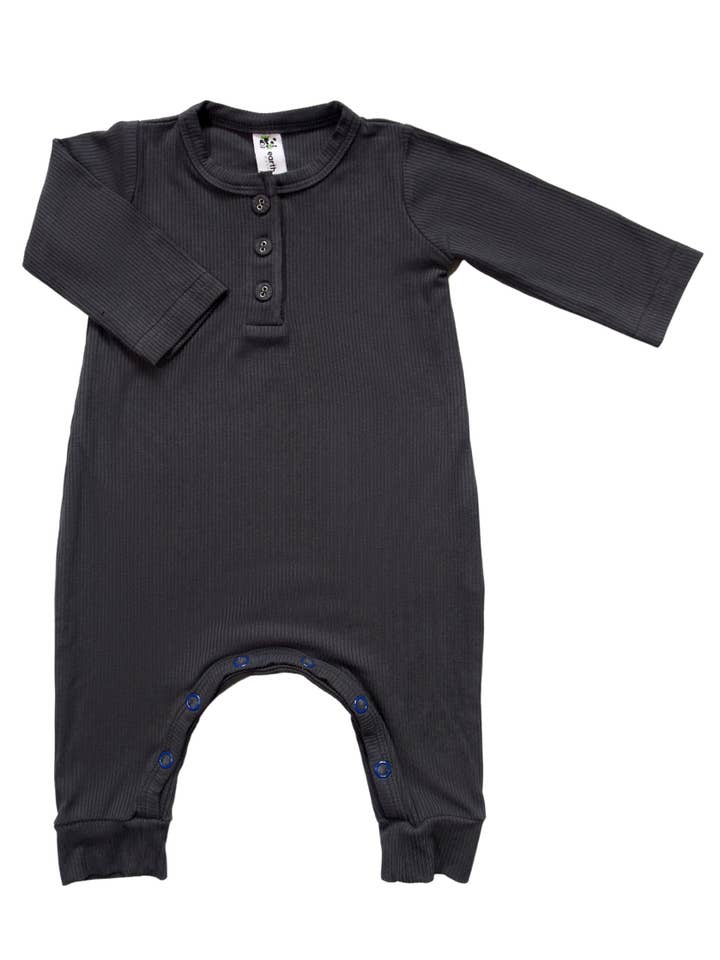 Earth Baby Outfitters - Wholesale Jumpsuit - Baby - Bamboo Ribbed Long Sleeve Henley Romper5