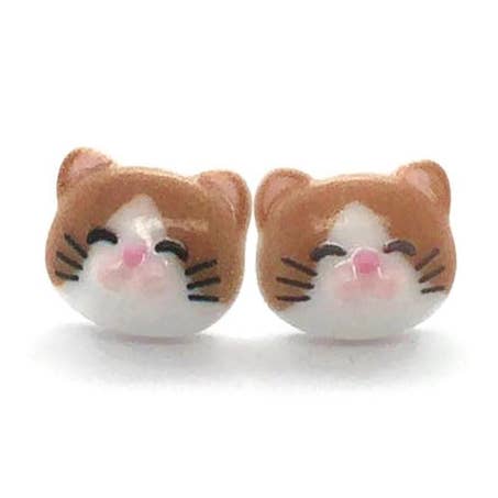Cat Hypoallergenic Stud Earrings, 10mm for wholesale by Pretty Smart