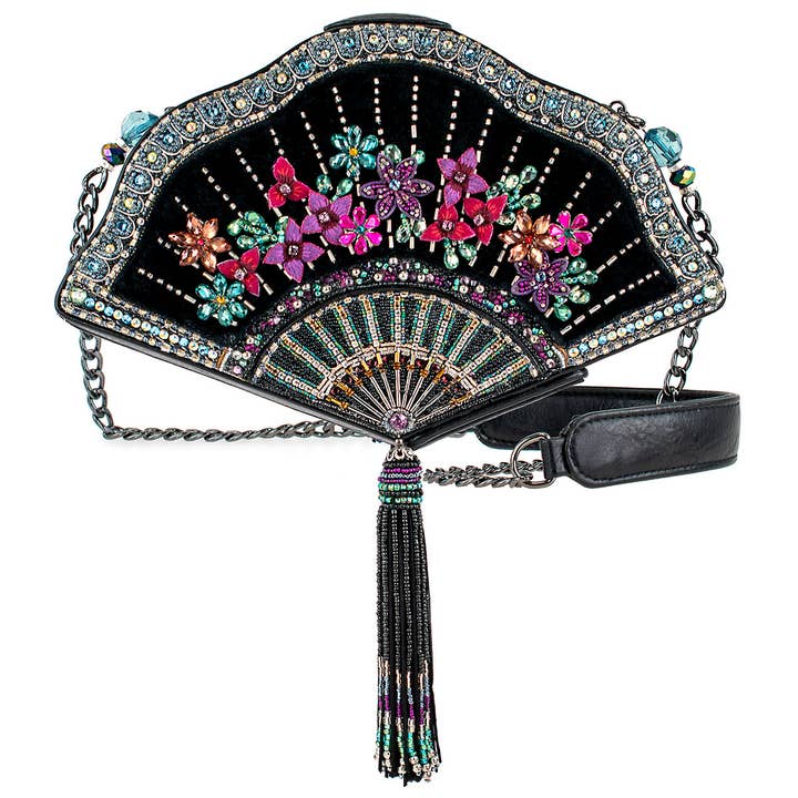 Mary Frances Accessories - Wholesale Crossbody Bag - Women's - Coquette Floral Fan Beaded Handbag