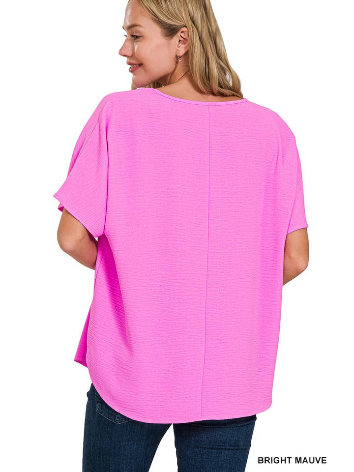 Vanilla Monkey - Wholesale Blouse - Women's - Woven Airflow V-neck Short Sleeve Top
