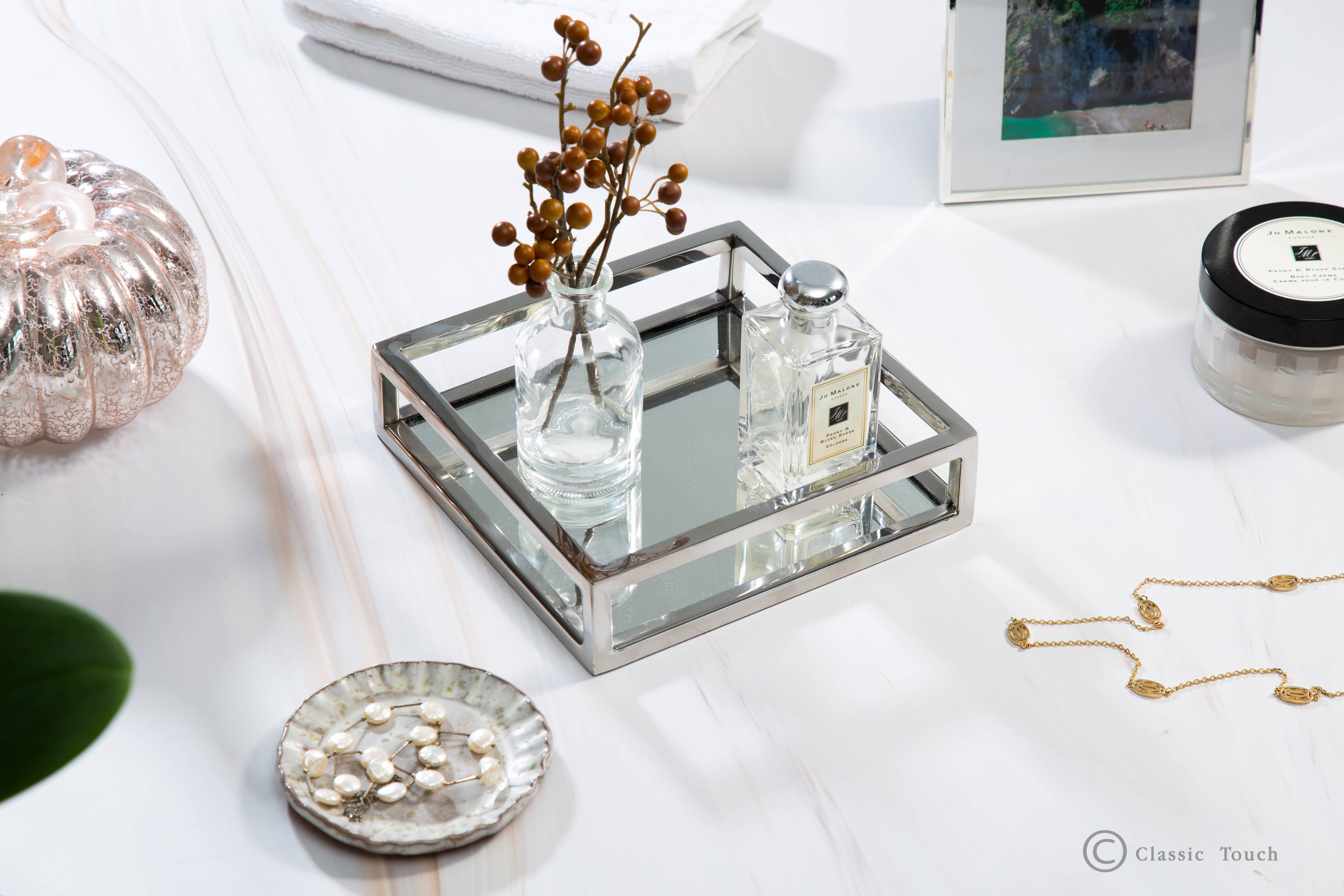 CLASSIC TOUCH DECOR INC. - Vendita all'ingrosso Vassoi decorativi - Vassoio specchio quadrato da 12» L