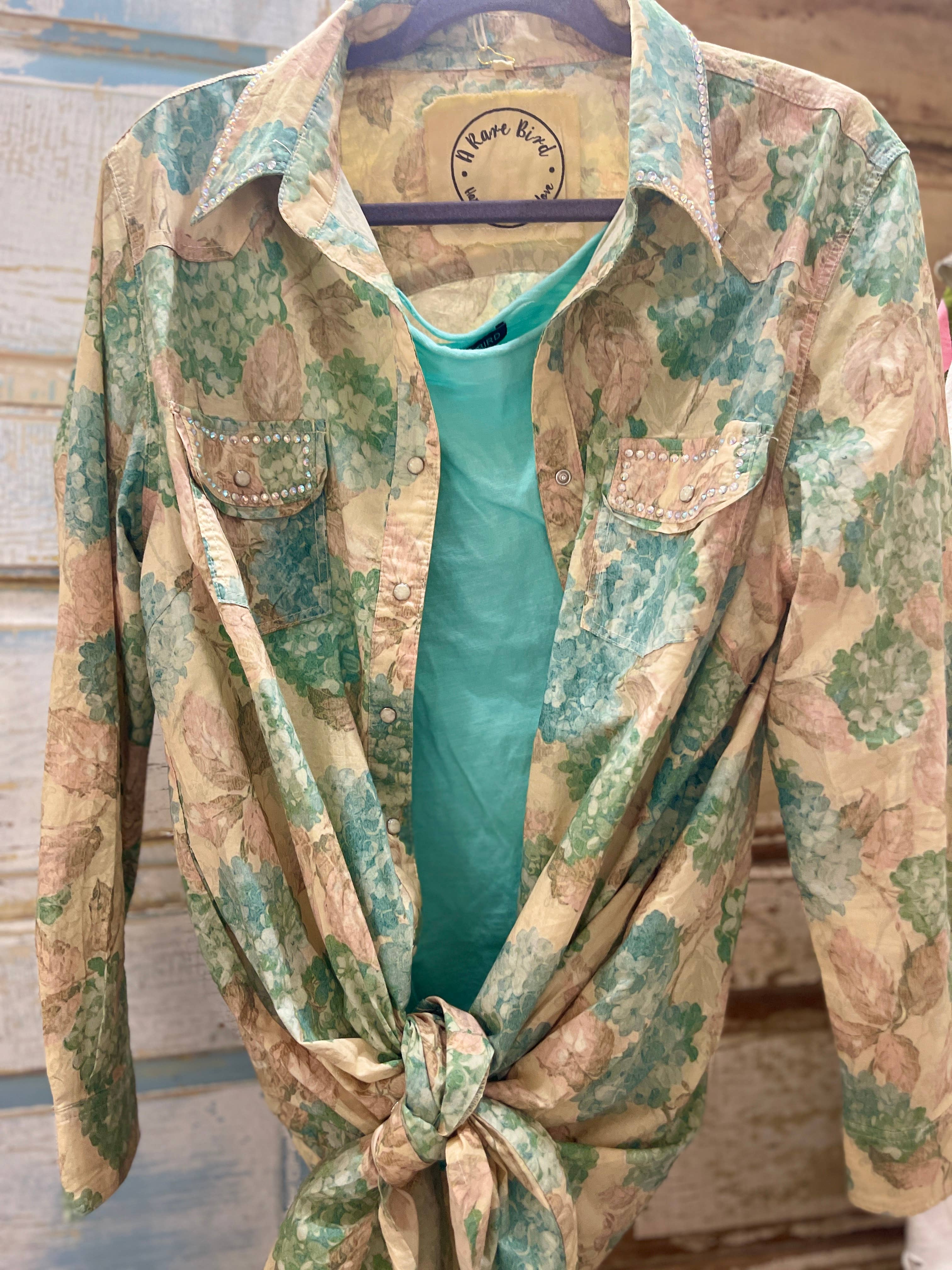 A Rare Bird Shop - Wholesale Button Down Shirt - Women's - Hydrangea Snap Front Dress Tunic4