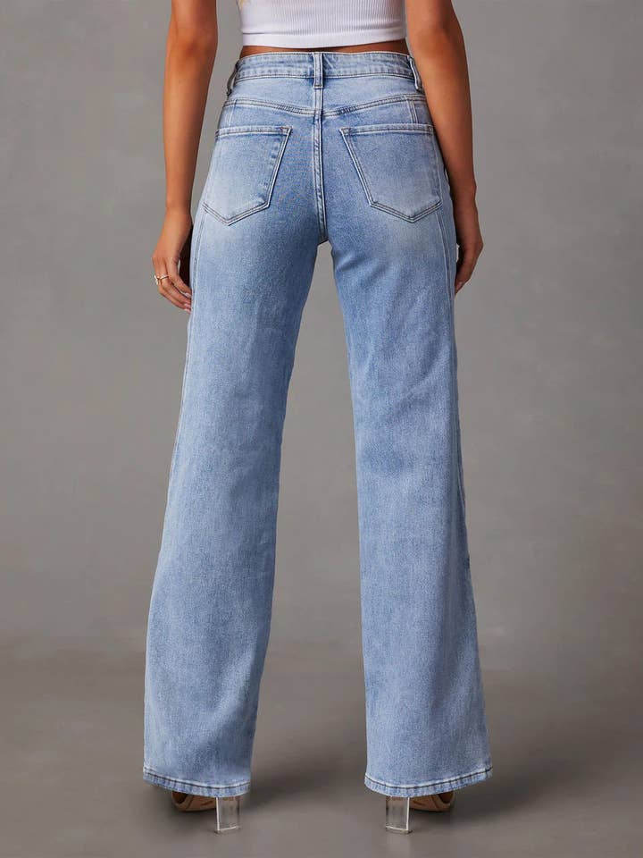 Blue Zena Wide Leg Jeans for wholesale on Faire