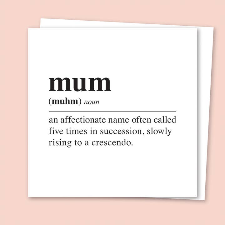 Mum: Dictionary Definition Greetings Card for wholesale by Pom Pom Store