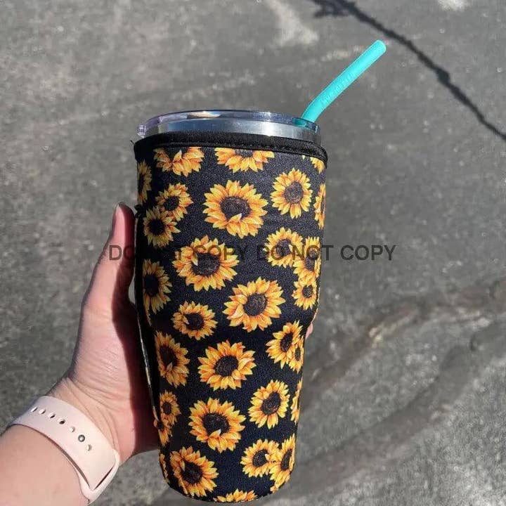 Kims Korner - Wholesale Drink Huggers & Koozies - 30 OZ Black Sunflower Cup Cover