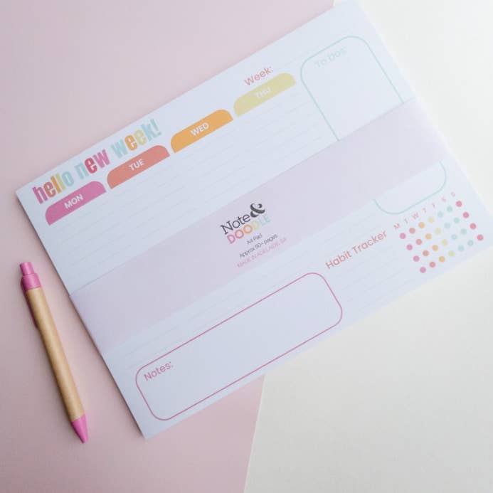 Ugentlig planlægningsblok, Opgaveliste, Ugentlig organisator, Notesblok for engroshandel hos Note and Doodle