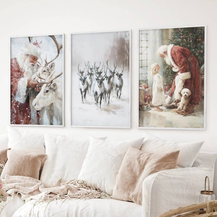 PrintSets.com - Wholesale Gallery Wall Set - Holiday Wall Art. Santa, Reindeer, Christmas Tree Print4