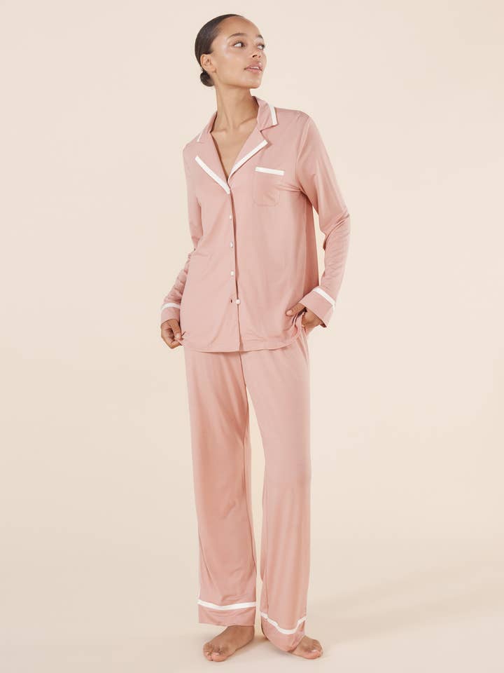 Bamboo Pyjama Long Set - Grace Pink for wholesale by Gingerlilly