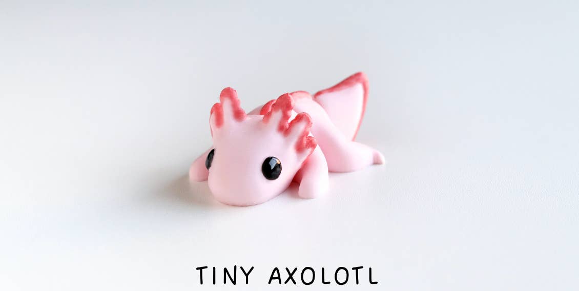 Great American Designs - Vendita all'ingrosso Giocattolo fidget - Bambini - Giocattolo Tiny Baby Axolotl stampato in 3D, giocattolo Fidget articolato