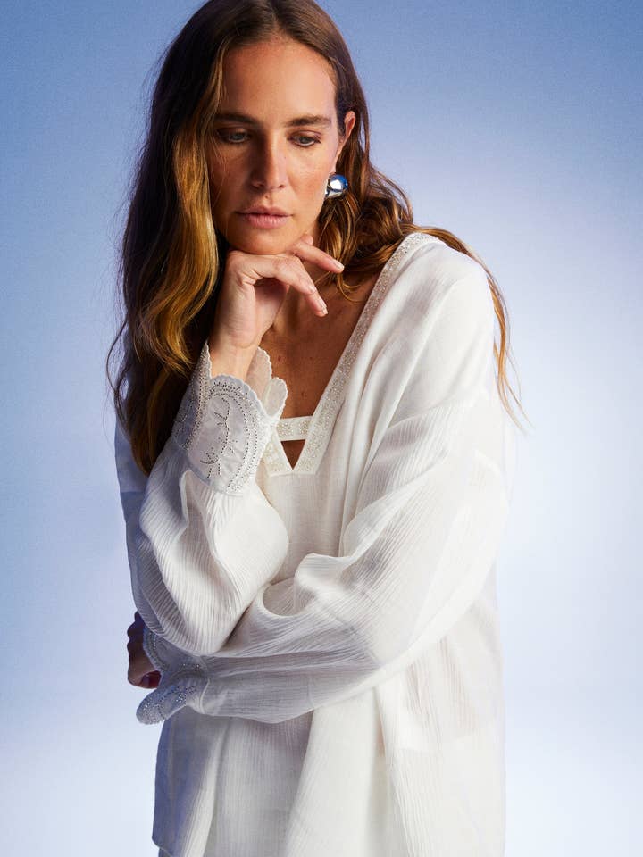 Stone Embroidered Blouse for wholesale by NOCTURNE