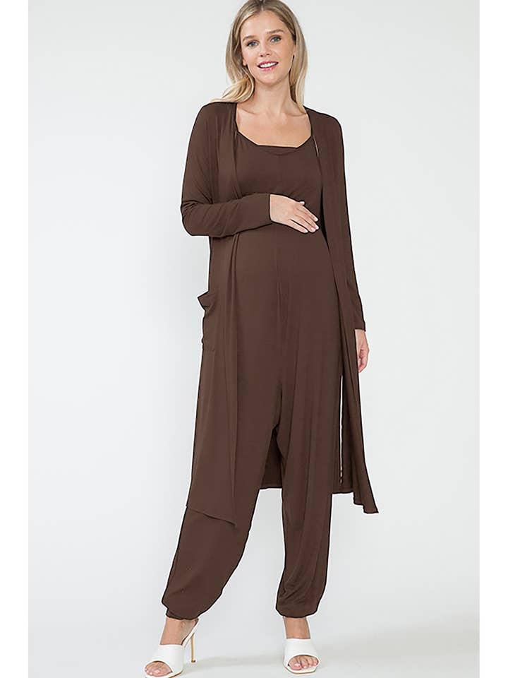 Story Teller - Wholesale Top - Maternity - Maternity Jogger Pants Jumpsuit & Maxi Long Cardigan Sets