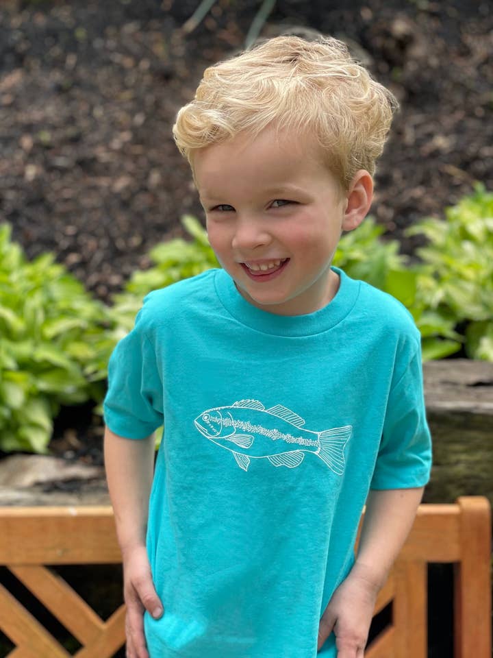 Island Reef Fish on Tahiti Blue for wholesale by Little Hoot Designs