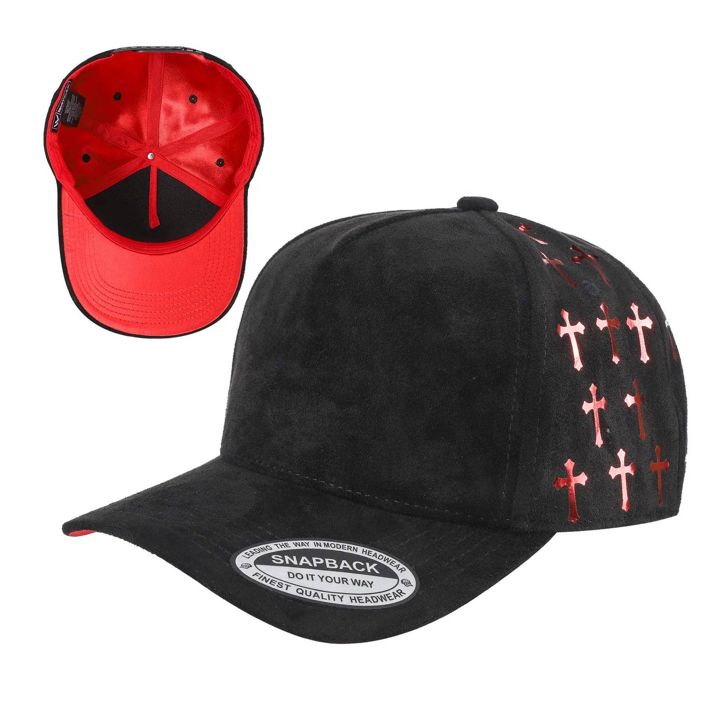 Burzip collection - Wholesale Baseball Cap - Unisex - TC-5SSTG-5PANEL SUEDE FABRIC CAP WITH SATIN GILDING DESIGN-6PCS2