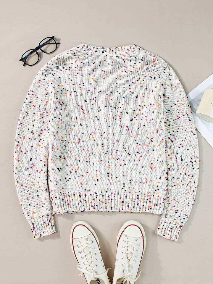 FULL TIME PURCHASE - Wholesale Cardigan - Women's - Rhinestone Decor Multicolor Confetti Sweater Cardigan
10