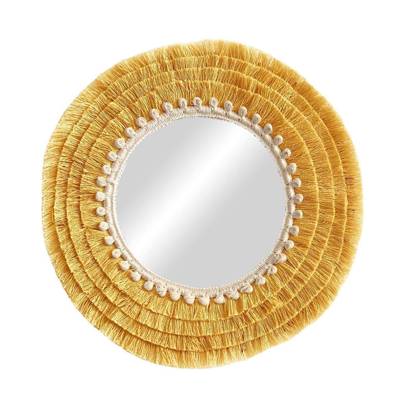 Geometrik Design - Wholesale Wall Stone - Round Wall Mirror With Cotton Fringe Boho Decor5