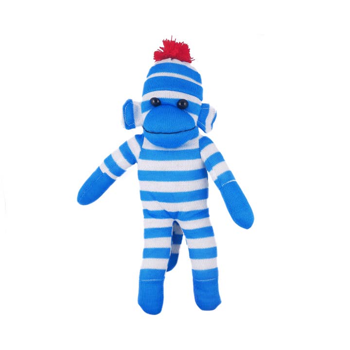 Plushland - Wholesale Stuffed/Plush Toy - Kids & Baby - Blue Sock Monkey Bean Bag animal 10"