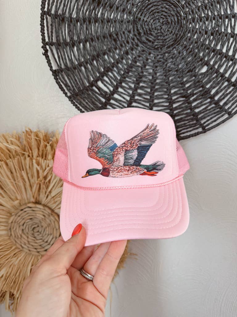 The Walking A - Wholesale Trucker Hat - Women's - THE BEDAZZLED DUCK CAP: PINK
