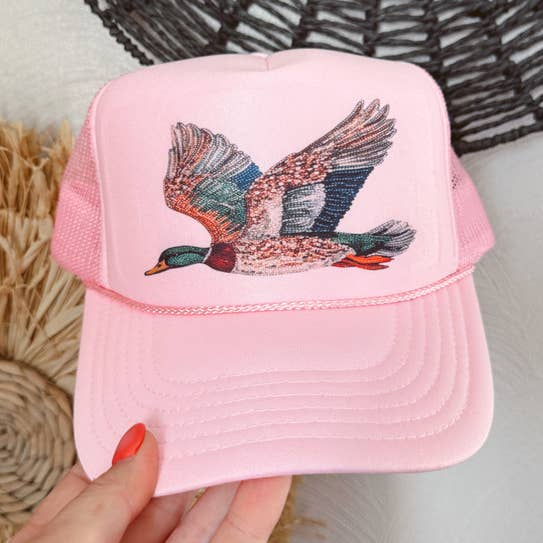 The Walking A - Wholesale Trucker Hat - Women's - THE BEDAZZLED DUCK CAP: PINK0